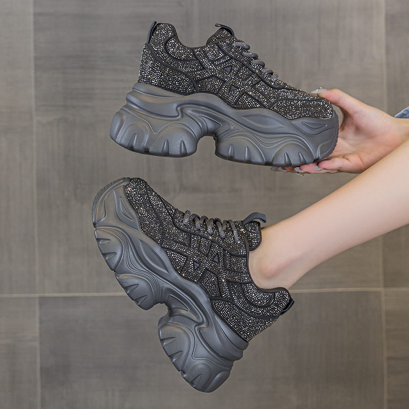 Running Shoes Women - Kadın Spor Ayakkabıları Bağcıklı Yüksek Topuklu